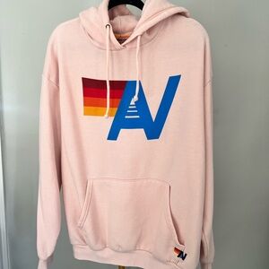 Aviator Nation Pink Hoodie with Multicolor Logo